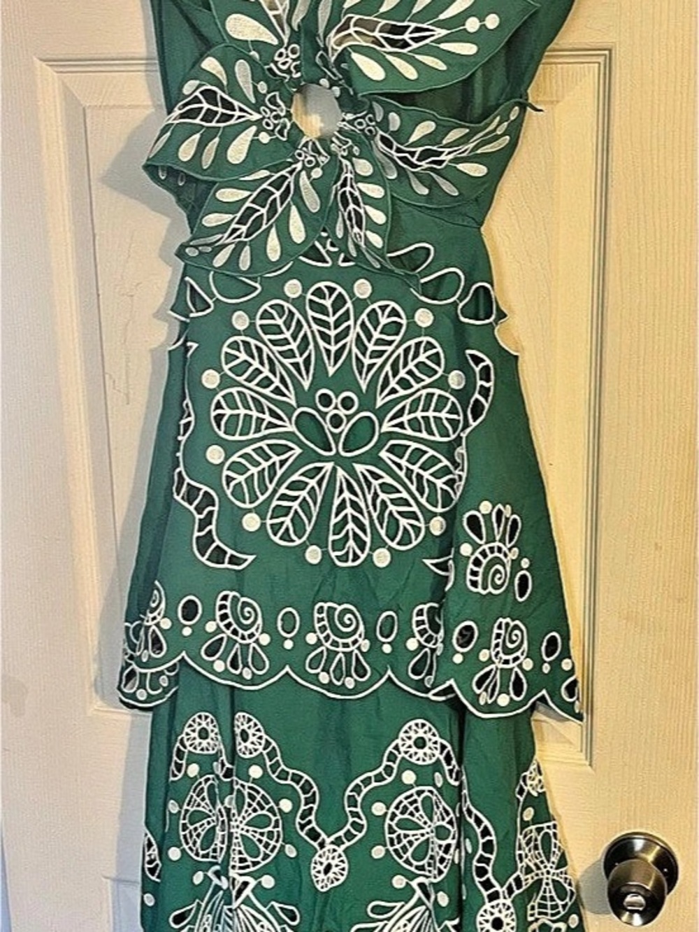 Embroidered Maxi Dress in Green & White NWT - Picture 5 of 14